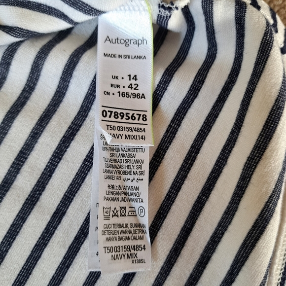 Autograph Striped Top Navy White Womens Medium Large UK 14 Nautical - Picture 10 of 14